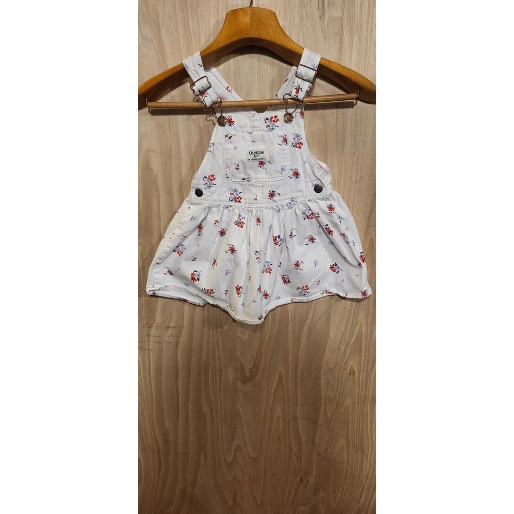 Oshkosh B'Gosh Baby Girls Overall Dress White Floral 3t